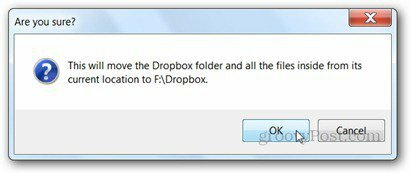 confirmar nueva ubicación de Dropbox