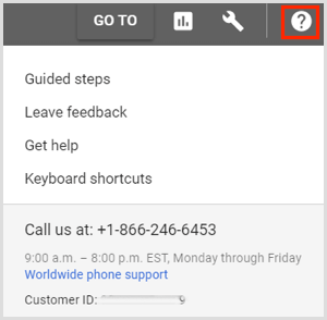 Póngase en contacto con el servicio de atención al cliente de Google AdWords.