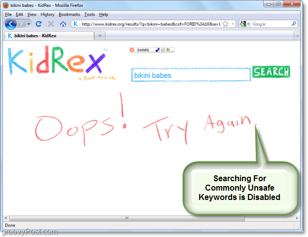 bloquear las malas palabras de ser buscadas con kidrex