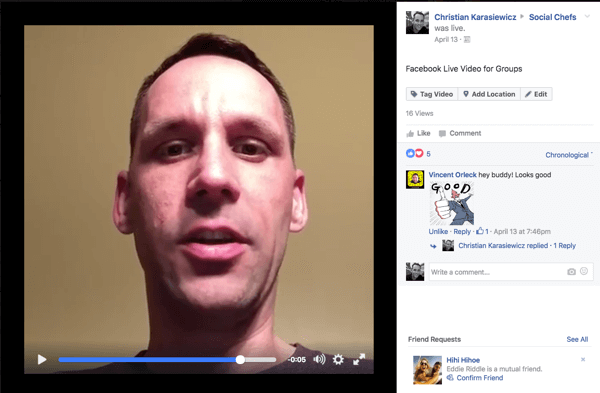 video en vivo de facebook para grupos