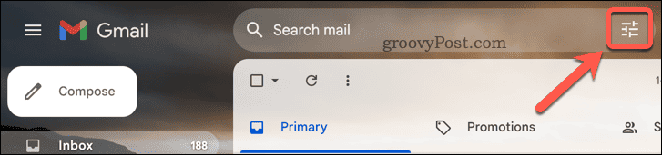 Botón de búsqueda avanzada de Gmail