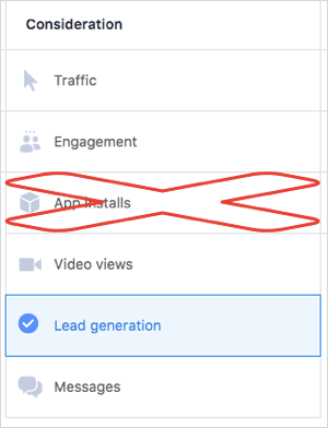objetivos del anuncio de video de facebook
