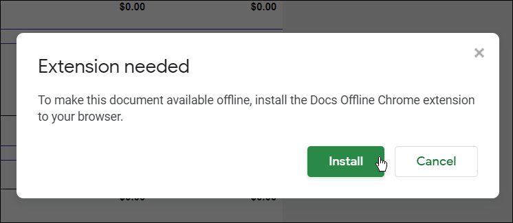 luego instale el complemento use google docs sin conexión