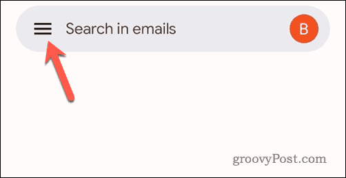 Toque el ícono del menú de Gmail en Gmail móvil