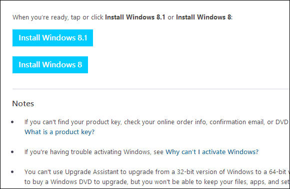 Página de descarga de Windows 8.1