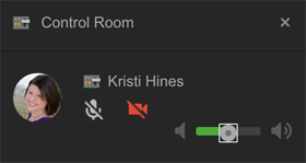 panel de la aplicación de sala de control de hangouts de google +