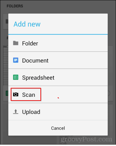 google drive scan nuevo escaneo
