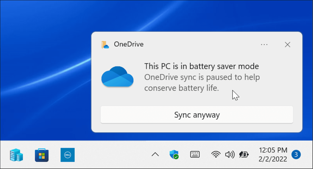 Modo de ahorro de batería Sincronización de OneDrive en pausa
