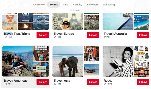 Consejos sobre cómo mejorar el alcance de Pinterest, ejemplo 1, consejos de viaje de Endless Bliss, foros organizados de Pinterest, región