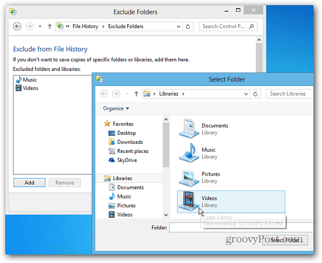 Configurar el historial de archivos de Windows 8 para recuperar archivos borrados