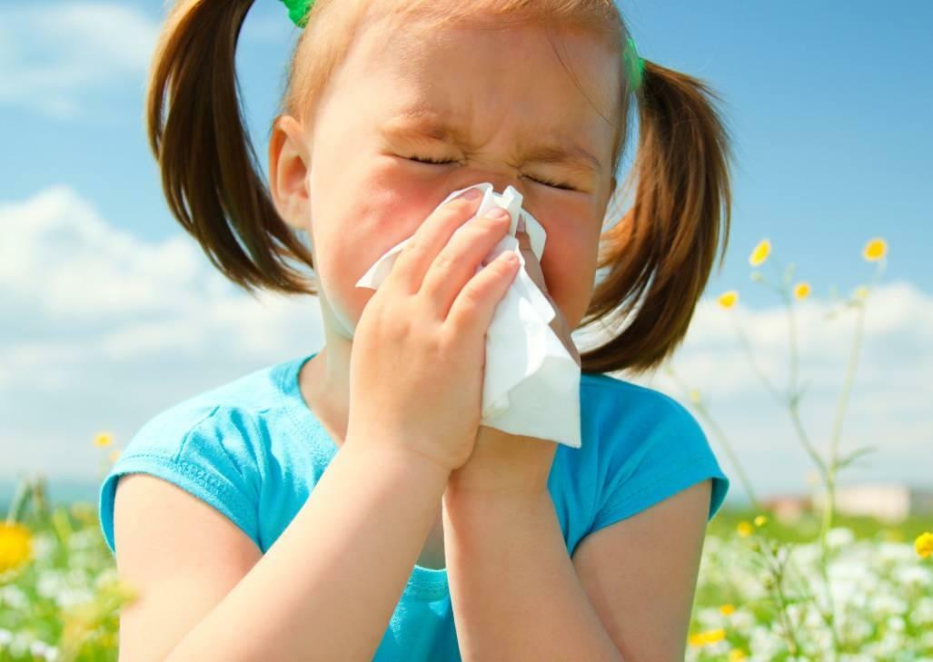 Síntomas de alergias estacionales en niños.