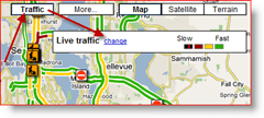 Opción de cambio de tráfico de Google Maps para tráfico en vivo