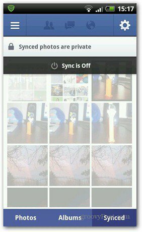 La sincronización de fotos de Facebook está desactivada