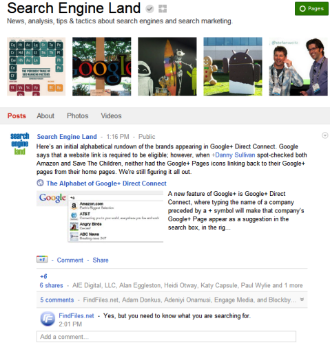 Páginas de Google+ - Search Engine Land