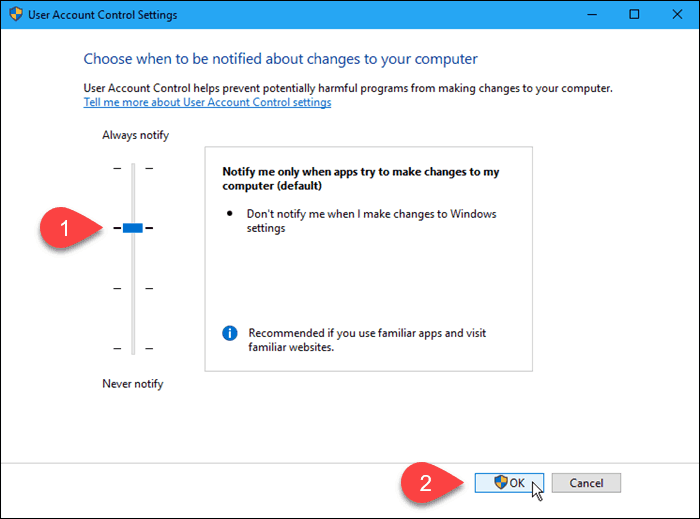Cómo deshabilitar o modificar la configuración de Control de cuentas de usuario (UAC) en Windows