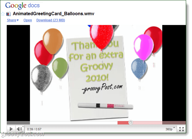Google Docs reproduciendo un video de WMV