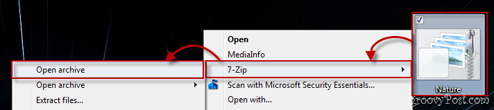Menú contextual de Windows 7 usando 7-zip