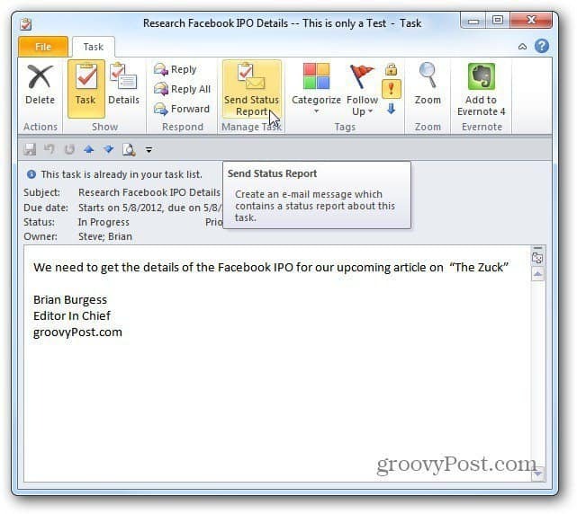 Cómo asignar tareas en Outlook 2010