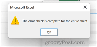 Comprobación de error de Excel completa
