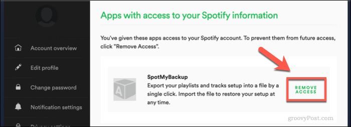 Revocación del acceso de SpotMyBackup a Spotify