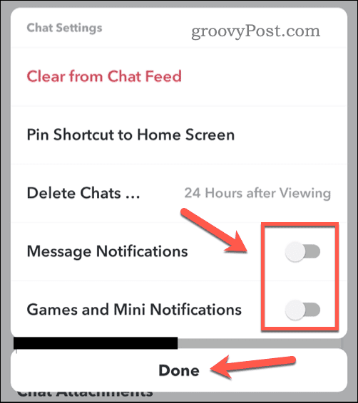 Deshabilitar las notificaciones de chat en Snapchat