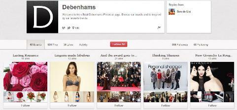 Página de la marca Debenhams Pinterest