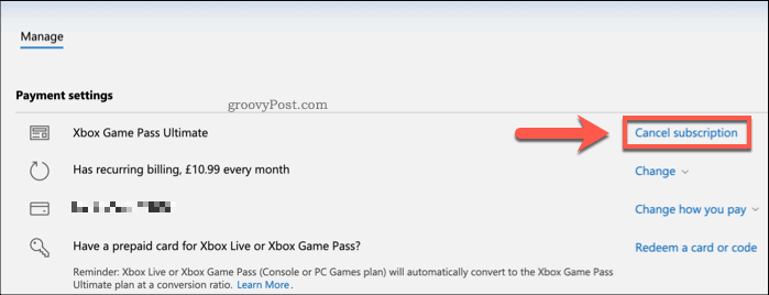 Cancelar una suscripción a Xbox