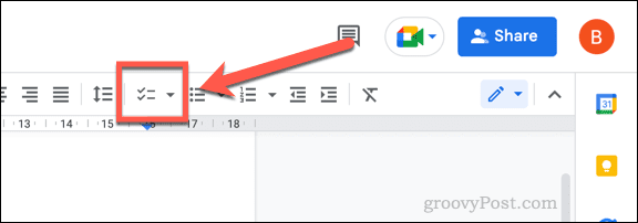 Insertar una casilla de verificación en Google Docs