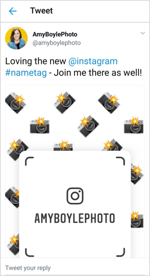 Realice una promoción cruzada de su etiqueta de Instagram en canales sociales como Twitter.