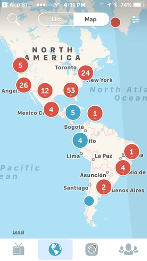 El mapa de Periscope facilita a los espectadores encontrar transmisiones en vivo en todo el mundo.
