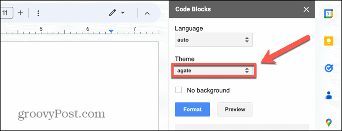 Tema de bloques de código de Google Docs