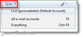 botón de sincronización de correo de Windows Live