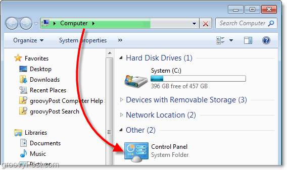 ver el panel de control desde mi computadora en Windows 7