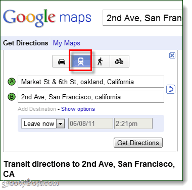 indicaciones de tránsito en Google Maps