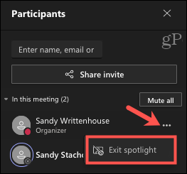 Salir de Spotlight en Microsoft Teams