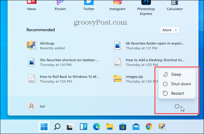 No hay opción de Hibernación en el menú Inicio en Windows 11