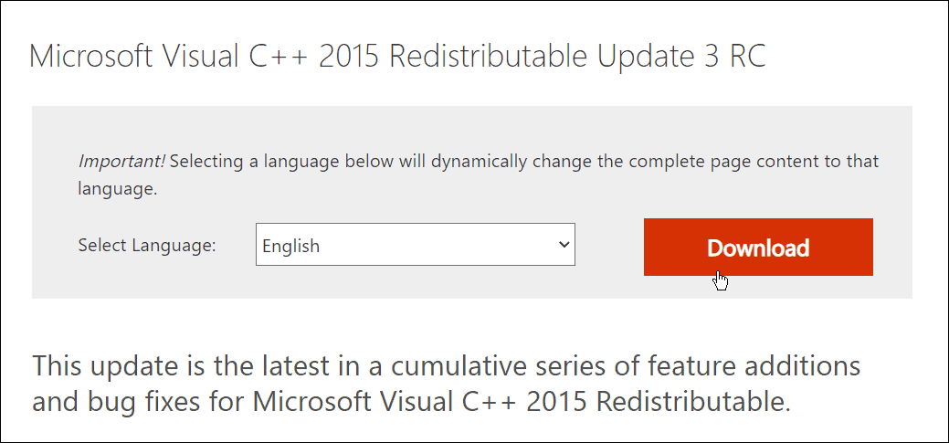 descargar Microsoft visual C++ redistribuible