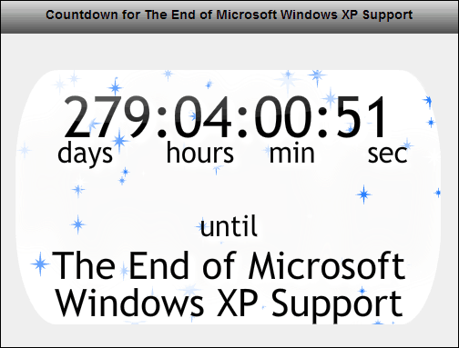 Cuenta atrás de soporte de Windows XP