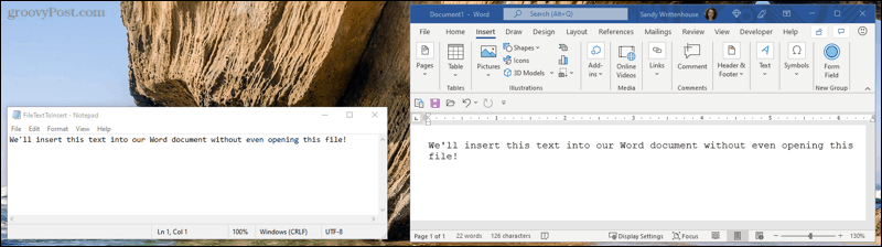 Insertar texto de archivo en Word
