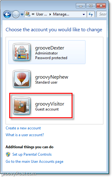 un nombre de cuenta de invitado modificado en Windows 7