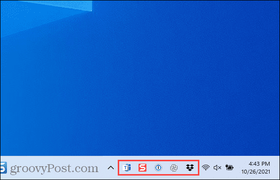 Iconos de desbordamiento de la esquina de la barra de tareas en Windows 11