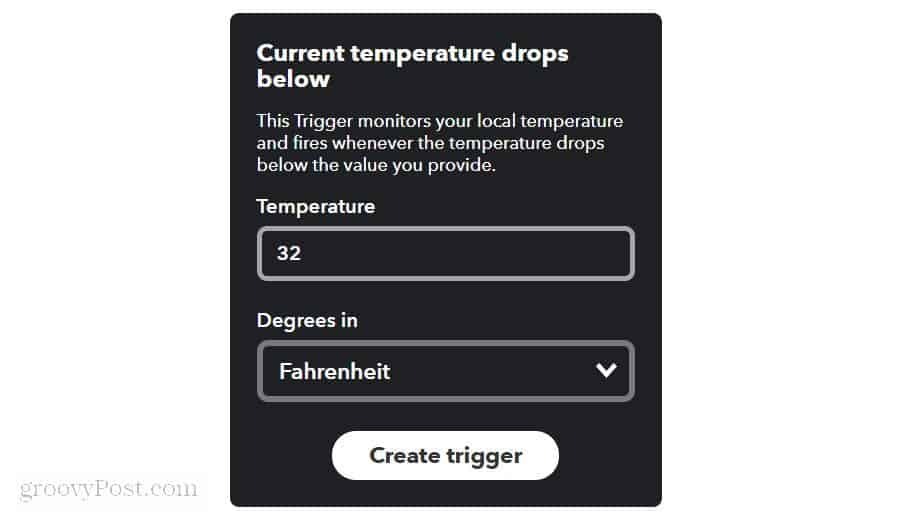 establecer el límite de temperatura del clima en ifttt
