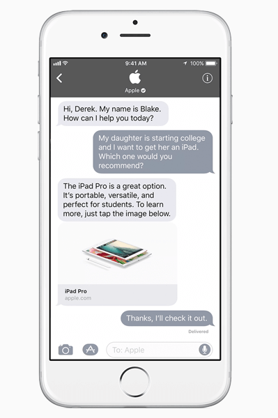 Apple presentó Business Chat, una nueva y poderosa forma para que las empresas se conecten con los clientes dentro de iMessage.