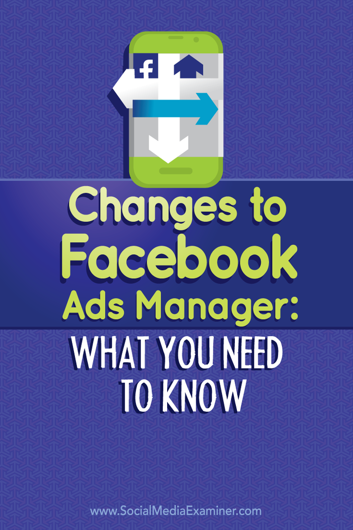 cambios en el administrador de anuncios de Facebook