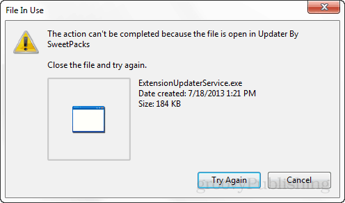 no se puede eliminar el archivo actualmente en uso