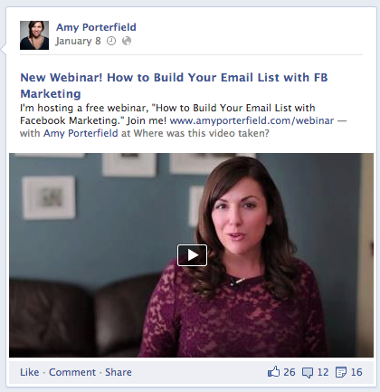 anuncio de seminario web de facebook de amy porterfield