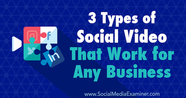 3 tipos de videos sociales que funcionan para cualquier negocio por Melissa Burns en Social Media Examiner.