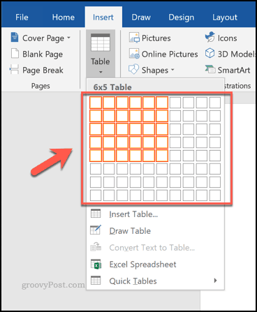 Insertar una tabla usando una cuadrícula en Word