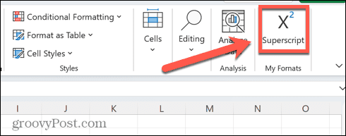 botón de subíndice de excel