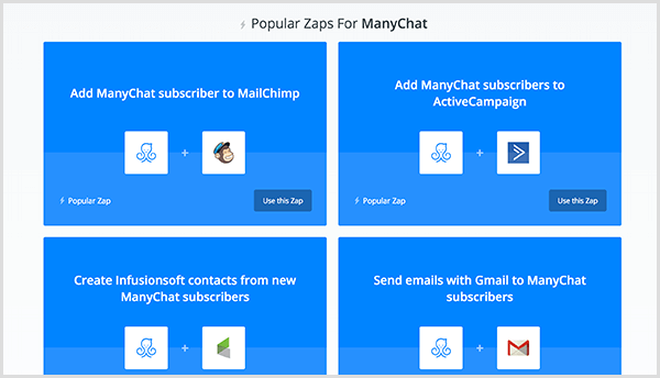 Molly Pitmann dice que la integración de Zapier le permite enviar una dirección de correo electrónico que un usuario proporciona en Messenger a su software de automatización de correo electrónico.